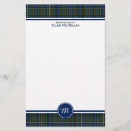 MacMillan Clan Jacht Tartan Monogram Briefpapier