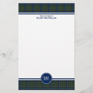 MacMillan Clan Jacht Tartan Monogram Briefpapier