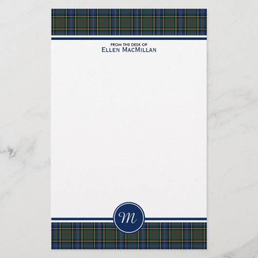 MacMillan Clan Jacht Tartan Monogram Briefpapier (Voorkant)