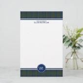 MacMillan Clan Jacht Tartan Monogram Briefpapier (Staand voorkant)