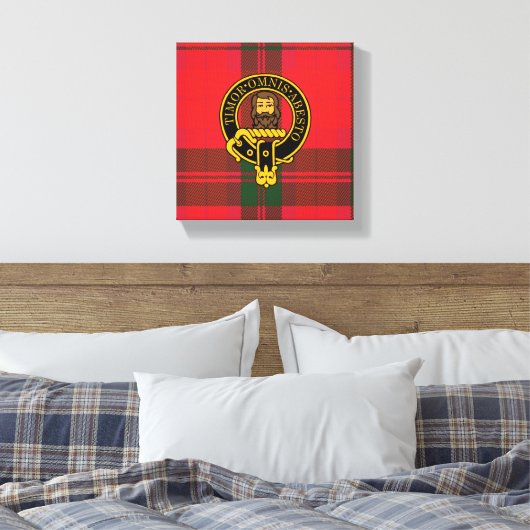 Macnab Scottish Crest en Tartan Canvas print (Insitu (Slaapkamer))