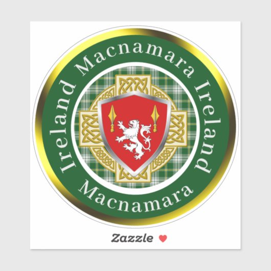 Macnamara Shield & Keltisch Kruis gepersonaliseerd Sticker (Vel)
