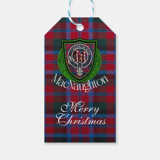 MacNaughton Scottish Clan Tartan & Crest Cadeaulabel (Voorkant)