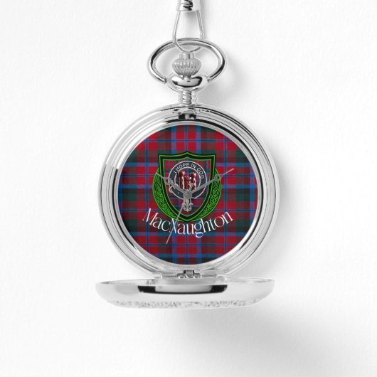 MacNaughton Scottish Clan Tartan & Crest Horloge (Voorkant)