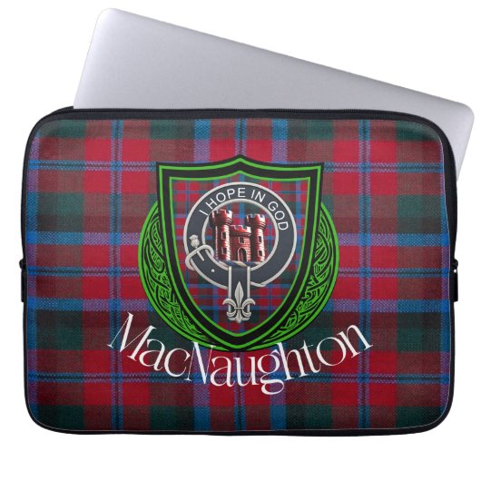 MacNaughton Scottish Clan Tartan & Crest Laptop Sleeve (Voorkant)