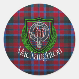 MacNaughton Scottish Clan Tartan & Crest Ronde Sticker
