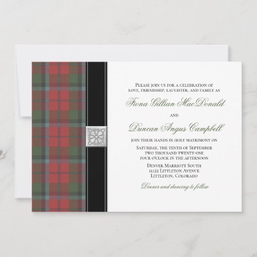 MacNaughton Weathered Tartan Wedding Invitation Kaart (Voorkant)