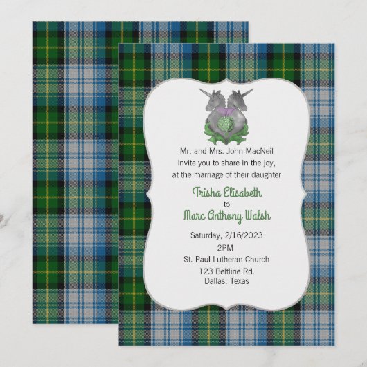 MacNeil Clan Scottish Symbols Wedding Invitation Kaart (Voorkant / Achterkant)