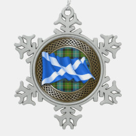 MacNeil Clan Tartan Knoop & Vlag Tin Sneeuwvlok Ornament