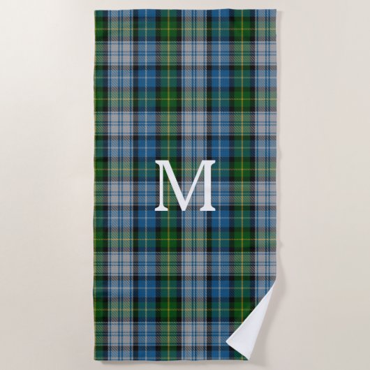 MacNeil Clan Tartan Pset Monogram Beach Towel Strandlaken (Voorkant)