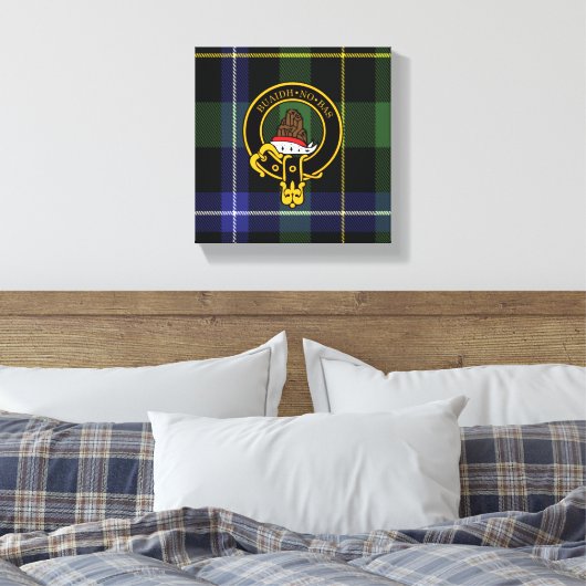 Macneil Scottish Crest en Tartan Canvas print (Insitu (Slaapkamer))
