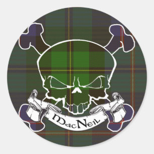 MacNeil Tartan Skull Ronde Sticker