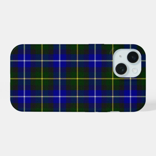 Macneil van Barra tartan blauw groen gelooid iPhone 15 Case (Achterkant horizontaal)