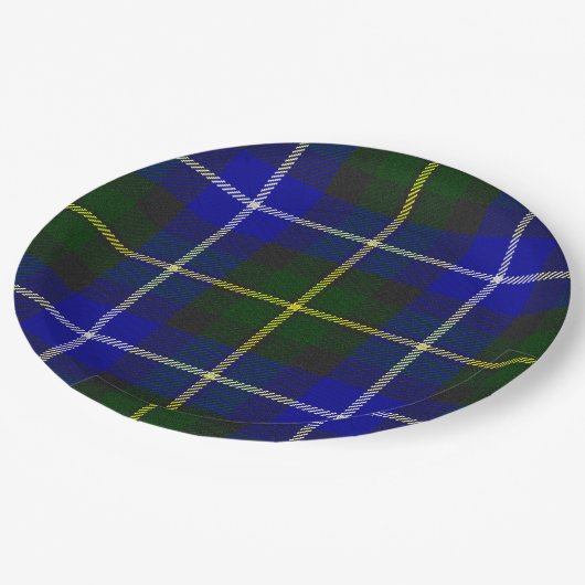Macneil van Barra tartan blauw groen gelooid Papieren Bordje (Gekanteld)