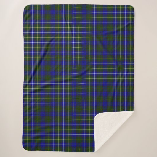 Macneil van Barra tartan blauw groen gelooid Sherpa Deken (Voorkant)