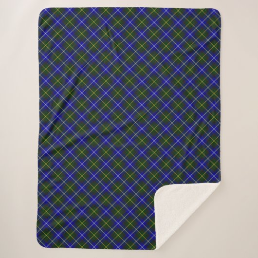 Macneil van Barra tartan blauw groen gelooid Sherpa Deken (Voorkant)