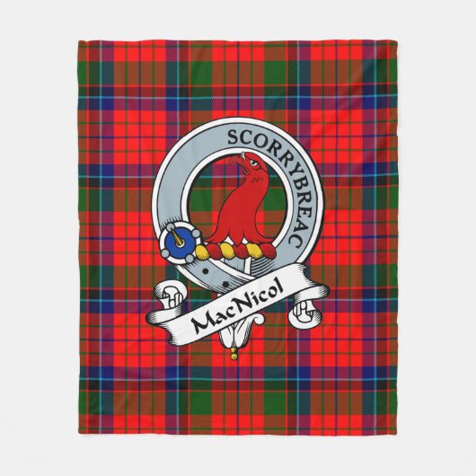 MacNicol Clan Badge Tartan Pset Fleece Deken (Voorkant)