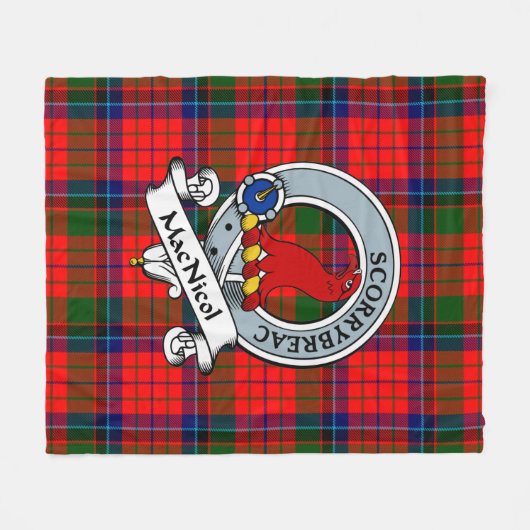 MacNicol Clan Badge Tartan Pset Fleece Deken (Voorkant (Horizontaal))
