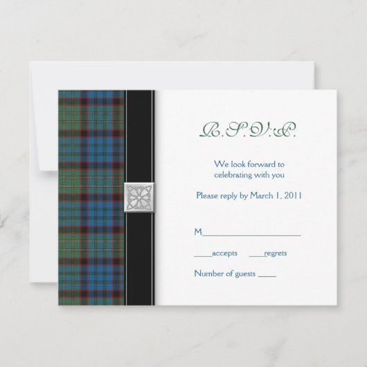 MacNicol Jacht Schotse Plaid Keltische Antwoordkaa RSVP Kaartje (Voorkant)