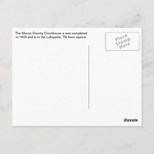 Macon County Courthouse - Lafayette, TN Briefkaart (Achterkant)