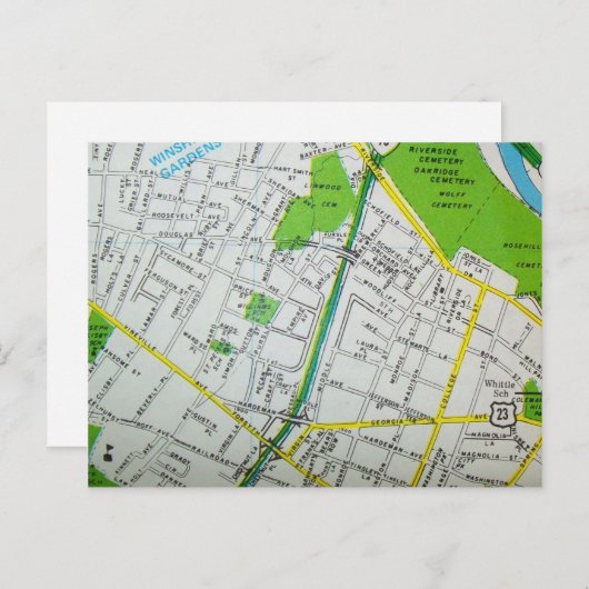 MACON, GA Kaart Briefkaart (Voorkant / Achterkant)