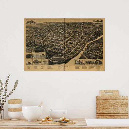 Macon Georgia 1887 Panorama Poster (Keuken)