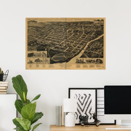 Macon Georgia 1887 Panorama Poster (Thuiskantoor)