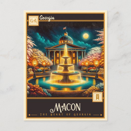 Macon, Georgia | Antiek Briefkaart (Voorkant)