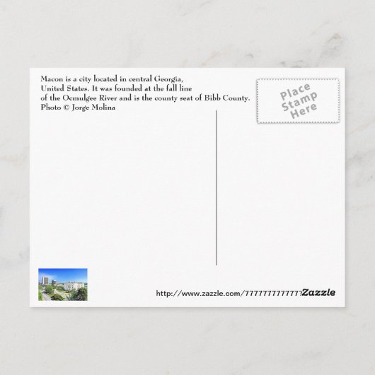Macon, Georgia, VS Briefkaart (Achterkant)