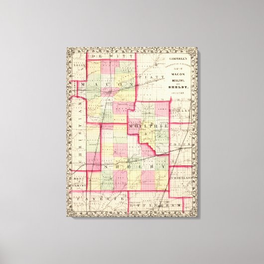 Macon, Moultrie, provincie Shelby Canvas Afdruk (Voorkant)