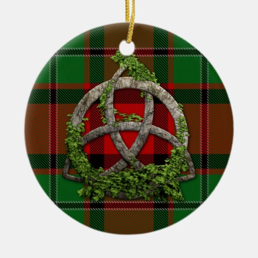 MacPhail Tartan en Celtic Trinity Knot Keramisch Ornament (Voorkant)