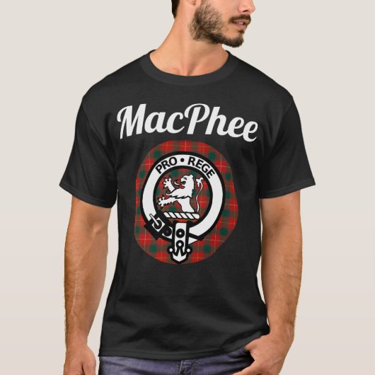 MacPhee Clan Scottish Name Coat of Arms Tartan T-shirt (Voorkant)