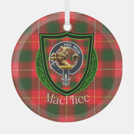 MacPhee Schotse Clan Tartan & Crest Glas Ornament