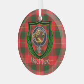 MacPhee Schotse Clan Tartan & Crest Glas Ornament (Voorkant links)