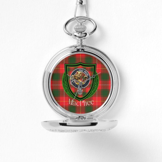 MacPhee Schotse Clan Tartan & Crest Horloge (Voorkant)