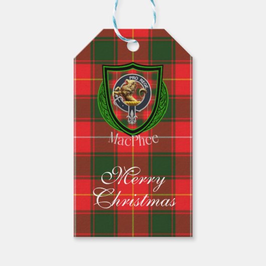 MacPhee Schotse Clan Tartan & Wapen Cadeaulabel (Voorkant)