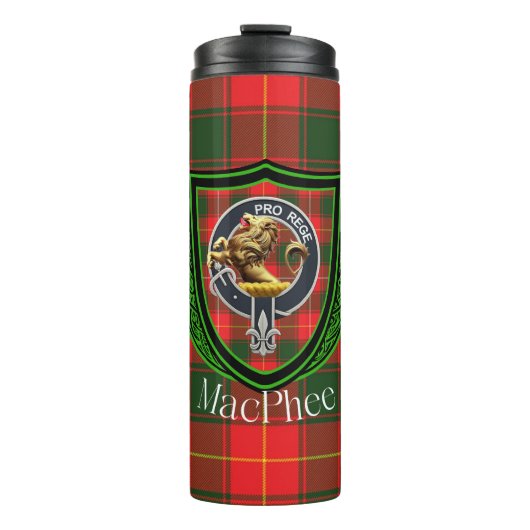 MacPhee Schotse Clan Tartan & Wapen Thermosbeker (Voorkant)