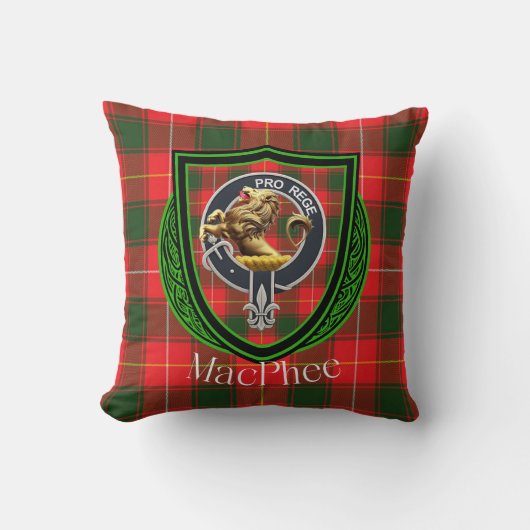 MacPhee Scottish Clan Tartan & Crest Kussen (Voorkant)