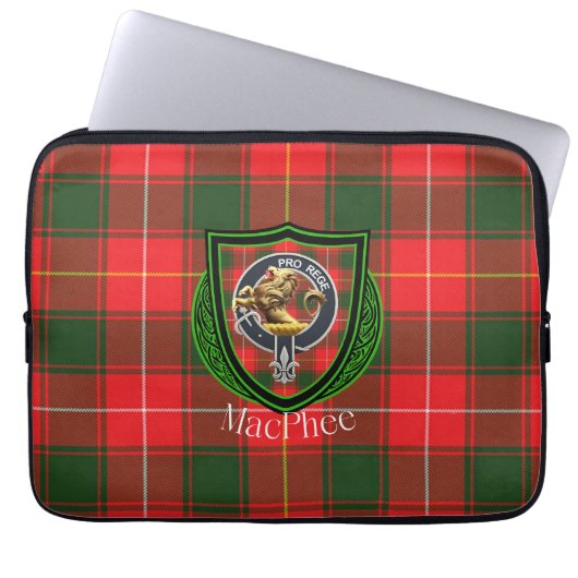 MacPhee Scottish Clan Tartan & Crest Laptop Sleeve (Voorkant)