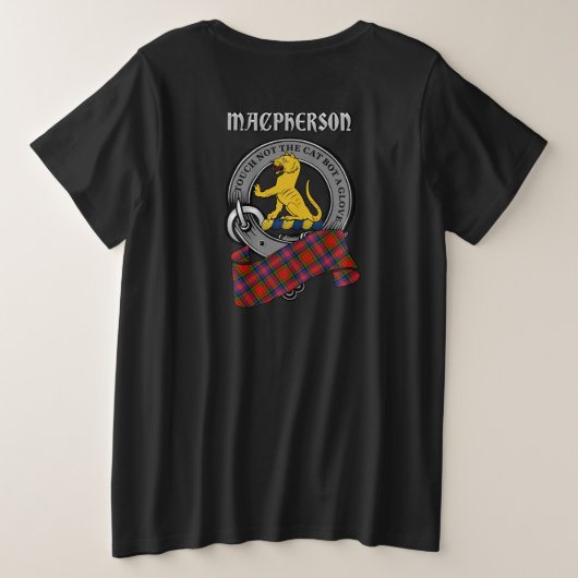 MacPherson Clan Badge & Tartan (achterzijde) Grote Maat T-shirt (Design achterkant)