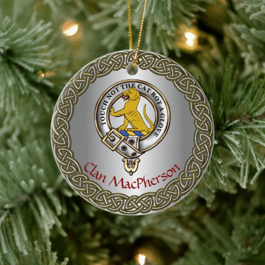 MacPherson Clan Badge/Tartan Thistle Personalized Keramisch Ornament (Boom)