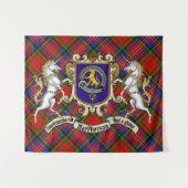 MacPherson Clan Badge & Unicorns w/Tartan Wandkleed (Voorkant (horizontaal))