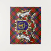 MacPherson Clan Badge & Unicorns w/Tartan Wandkleed (Voorkant)