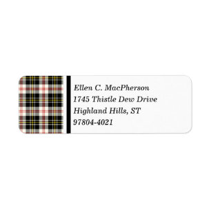 MacPherson Clan Black en White Scottish Tartan Etiket