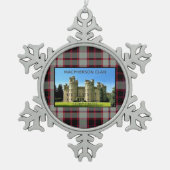 Macpherson Clan Cluny Castle Tartan Tin Sneeuwvlok Ornament (Voorkant)