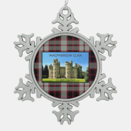 Macpherson Clan Cluny Castle Tartan Tin Sneeuwvlok Ornament