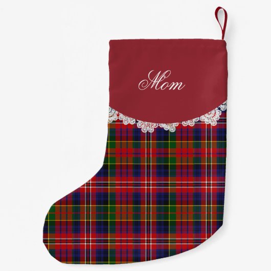 MacPherson Clan Tartan hield kerststop Kleine Kerstsok (Achterkant)