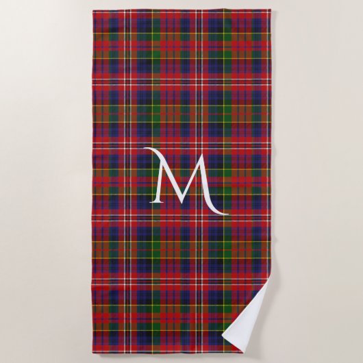 MacPherson Clan Tartan Pset Monogram Beach Towel Strandlaken (Voorkant)