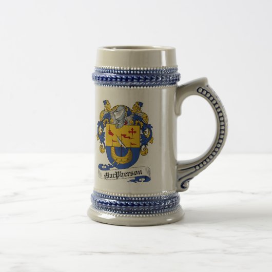 MacPherson Coat of Arms Stein - Family Crest Bierpul (Rechts)