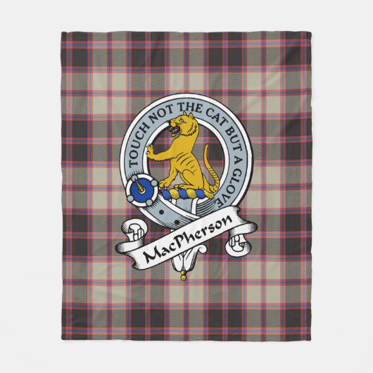 MacPherson Hunting Ancient Clan Badge Tartan Pset Fleece Deken (Voorkant)